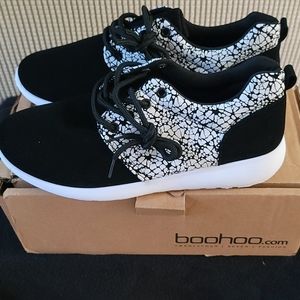 Boohoo Emma Marble Panel Lace Up Trainers
